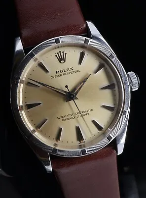 Vintage 1959 Rolex Oyster Perpetual 34mm Steel Tropical Dial Watch Ref 1007 • $5490