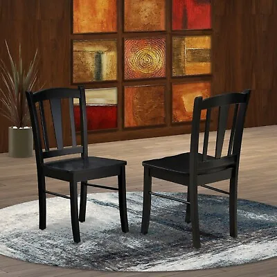 Set Of 4 East West Furniture Dublin Kitchen Dining Chairs Black Finish DLC-BLK-W • $298