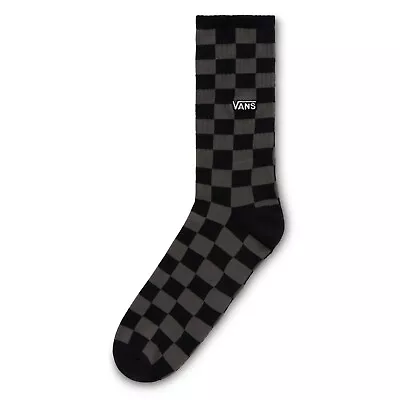 VANS - Mens Checkerboard Crew Sock - Black/Charcoal - Casual Socks (2 Sizes) • £14