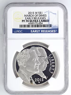 2015-w March Of Dimes Proof Silver Dollar Ngc Pf70 Ultra Cameo 172054 • $57.50