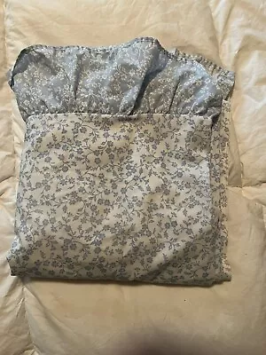 Vintage St Marys FULL FLAT And Fitted (Needs Elas) Sheet Ruffle Floral Blue/Wht • $7.99