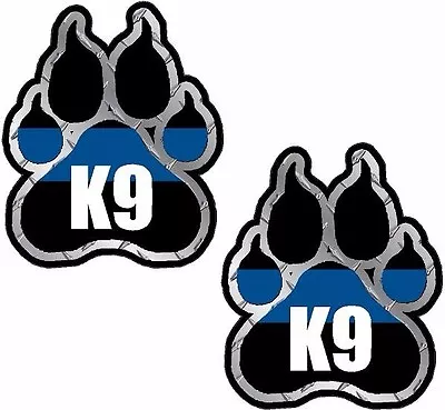 2 - 3 X2.5  Police K9 Paw Decal SET K-9 Officer Dog Unit Thin Blue Line Sticker • $6.70