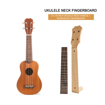 $15.29 • Buy 23/26 Inch Ukulele Neck Fingerboard Replacement Parts Wooden Neck Fretboard Kits