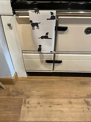 Tea Towel Black Labrador Fabric Handmade • £9
