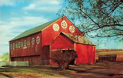 New Smithville PA Red Barn With Hex Signs Dutch Country Vintage Postcard • $6.39