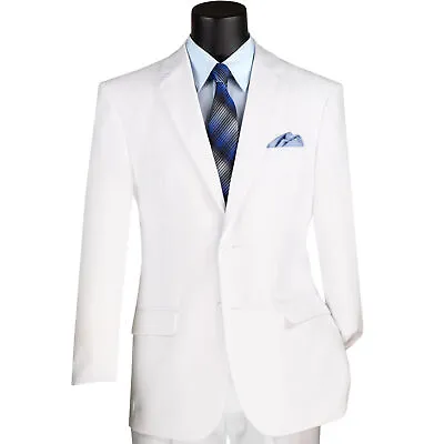 LUCCI Men's White 2-Button Classic-Fit Poplin Polyester Suit - NEW • $75