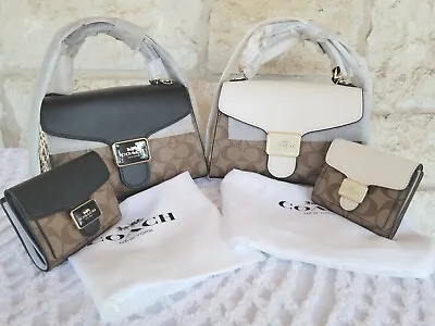 New Coach Satchel + Wallet +Dust Bag SET CHOICES: Signature Chalk OR Black Multi • $606.93