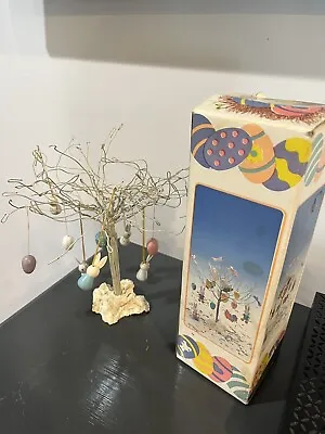 Vintage Small Easter Tree White Wire Branches & 10 Mini Ornaments W/Box • $4