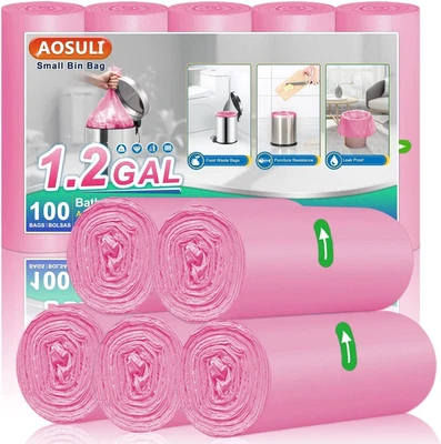 £10.99 • Buy 5L 100 HEAVY DUTY Pink REFUSE SACKS STRONG THICK RUBBISH BAGS BIN LINERS 5 Rolls