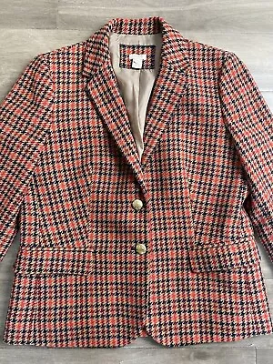 J Crew Jacket Womens 8 Wool Blend Schoolboy Blazer Tweed Houndstooth Plaid • $59