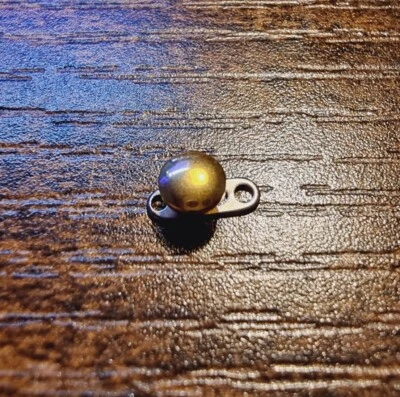 £3 • Buy Titanium Zircon Gold Flat Microdermal Attachment 1.2 Mm Thread 4 Mm Diameter 