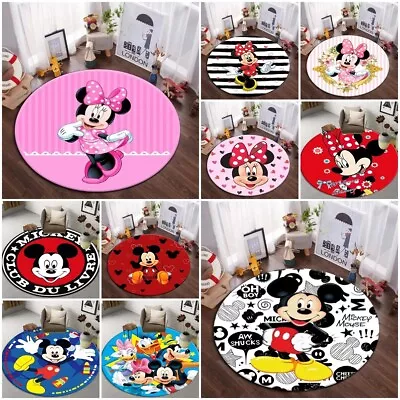 Disney Mickey Minnie Mouse Round Floor Rug Carpets Bedroom Chair Mat Doormat UK • £24.47