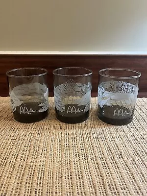 McDonald’s Set Of 3 Vintage HAWAII Smoked Grey Drinking Glasses • $14.99