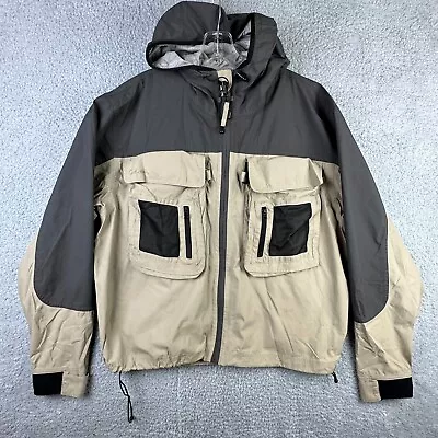 Cabelas Jacket Mens Large Tan Gray Windbreaker Hunting Fishing Cargo Utility • $24.99