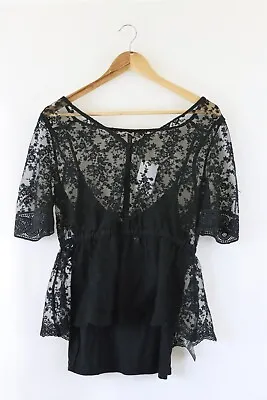 $33 • Buy Forever New Black Lace Top S By Reluv Clothing