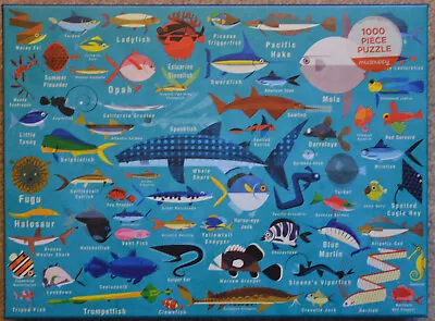 Galison Mudpuppy Paul Daviz OCEAN LIFE 1000 Thick Piece Puzzle Fish Poster • $9