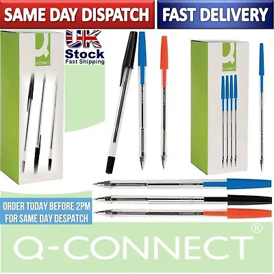 Q-Connect Medium Ballpoint Pens In Black Blue & Red 0.7 Tip - Easy Writer BNIB • £10.95