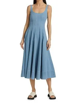 $249 • Buy NWT Staud Wells Denim Dress Size 10 Light Blue 