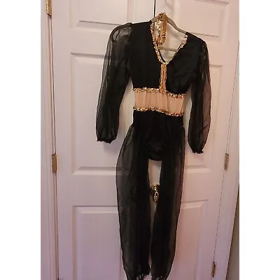 Vtg Women La Mendola Black Gold Genie Harem Costume 8679 Size L • $39.99