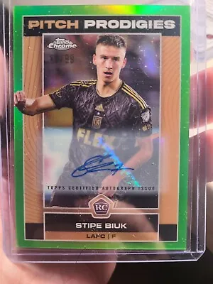 2023 TOPPS CHROME MLS #6 Stipe Biuk - LAFC PP ROOKIE AUTO GREEN REFRACTOR 11/99 • $14.99