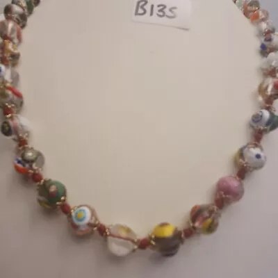 Vintage Italian Murano Millefiori Graduated Glass Bead Necklace  • £25