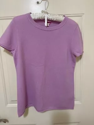 New  J Crew 100% Cashmere Short Sleeve Sweater T-shirt Lilac  Size L • $60