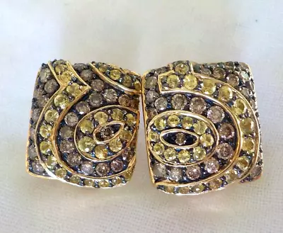 18K Yellow Gold Yellow Sapphire Diamond Earrings - 10.63 Gms 0.56 In 2.16 Ctw • $768