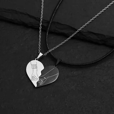 Heart Puzzle Matching Necklaces Couples Gift For Boyfriend Girlfriend Women Men • £4.99