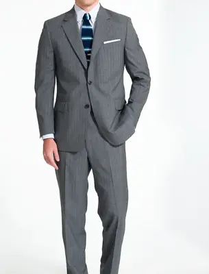 2023 HART SCHAFFNER MARX Travelor Gray Track Stripe Full Suit 42R Wool • $69.99