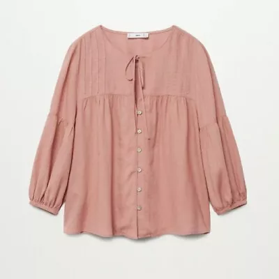 Mango MNG Women's Button Linen- Blend Blouse Size 6 • $12