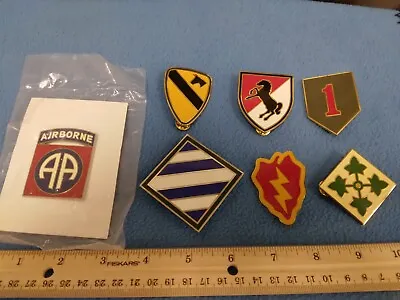 LOT OF 7 -US ARMY Military Hat Pins - LARGE 2 INCH -1st3rd4th11th82nd - NEW • $29.95