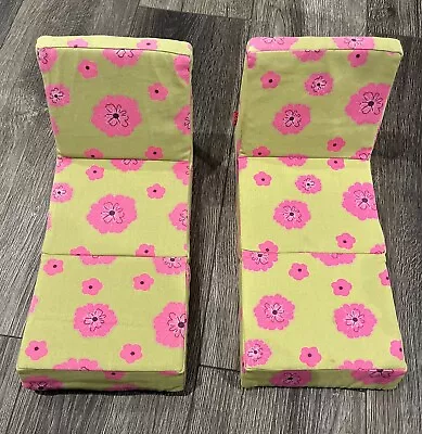 2 American Girl 2009 Floral Flip Lounge Chairs - Green & Pink Retired! • $19.99