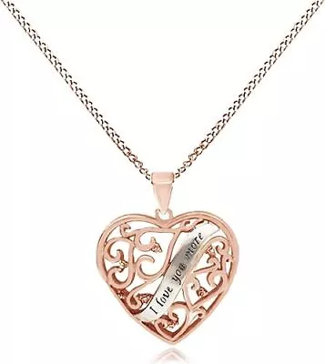 Cubic Zirconia 18K Gold Finish I Love You More Heart Pendant 18  • $53.99