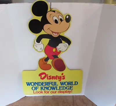 Vintage 1982 Disney's Wonderful World Knowledge Cardboard Hanging Mickey Display • $38