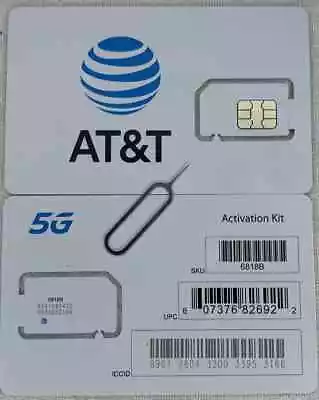 New At&t 5g Triple Sim Card 3 In 1 Nano 4ff 4g 5g Lte Gsm • Ready To Activate • $4.25