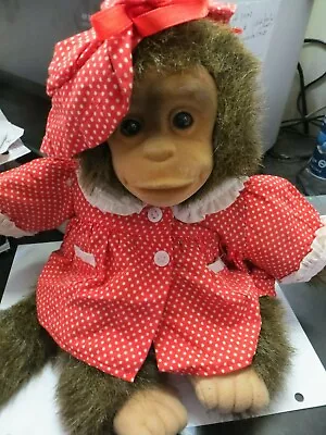 Vintage Collectible Large Hosung Monkey Puppet With Red Polka Dot Dress And Hat • $63.95