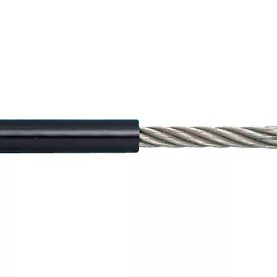 Stainless Pvc Wire Rope Cable 7 X 7 1/4  X 5/16  Cuts Black (sold Per Foot) • $3.73