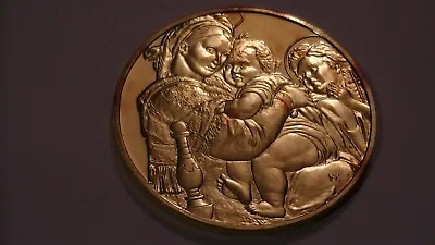 Madonna Of The Chair 1515 Raphael Sterling Silver Franklin Mint Medal Gold Wash • $36