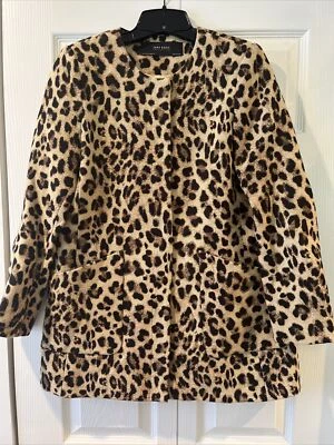 $50 • Buy ZARA Snap Front Collarless Leopard Print Coat