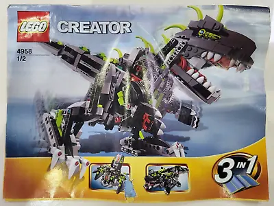 £20 • Buy LEGO Creator 4958 3 In 1 Monsters Dino For Parts Or Repair Instructions Untested