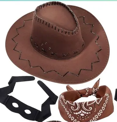 Kids Brown Cosplay Halloween Cowboy Hat With Red Bandanna • $9.99