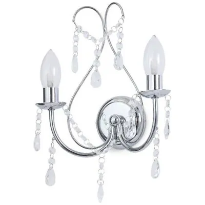 Litecraft Wall Light Bathroom Crystal Effect 2 Arm - Polished Chrome Clearance   • £24.99