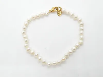 Vintage 14 KGE JC Lind Women 8  Faux Pearl Gold Tone Jewelry Bracelet • $9.90