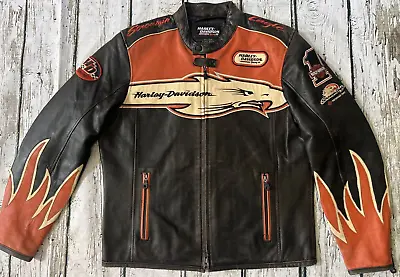 Harley Davidson Men's Screamin Eagle Victory Lap Black Leather Riding Jacket L • $525