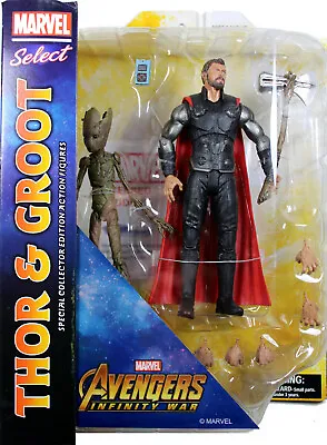 Marvel Select ~ THOR & GROOT ACTION FIGURE SET ~ Avengers: Infinity War ~ DST • $249.99