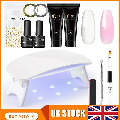 Poly Gel Kit With Lamp Gel Nail Starter Kit Nail Extension Gel Builder DIY Home • £7.99