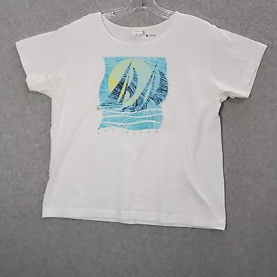 VINTAGE Crazy Shirts Men Shirt Medium White Sail Boat San Diego Graphic Y2K READ • $24.89