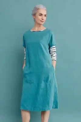 Seasalt Women's Dress - Teal Primary Linen Dress - Regular - Poseidon • £45