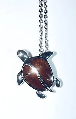 Na Hoku Sterling Silver Hawaiian Sea Turtle Pendant Necklace Koa Wood Inlay • $179.99