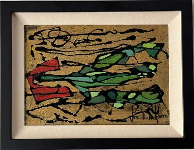 COOL VINTAGE FRENCH MID CENTURY MODERN ABSTRACT EXPRESSIONIST OIL PAINTING 1960s • $750